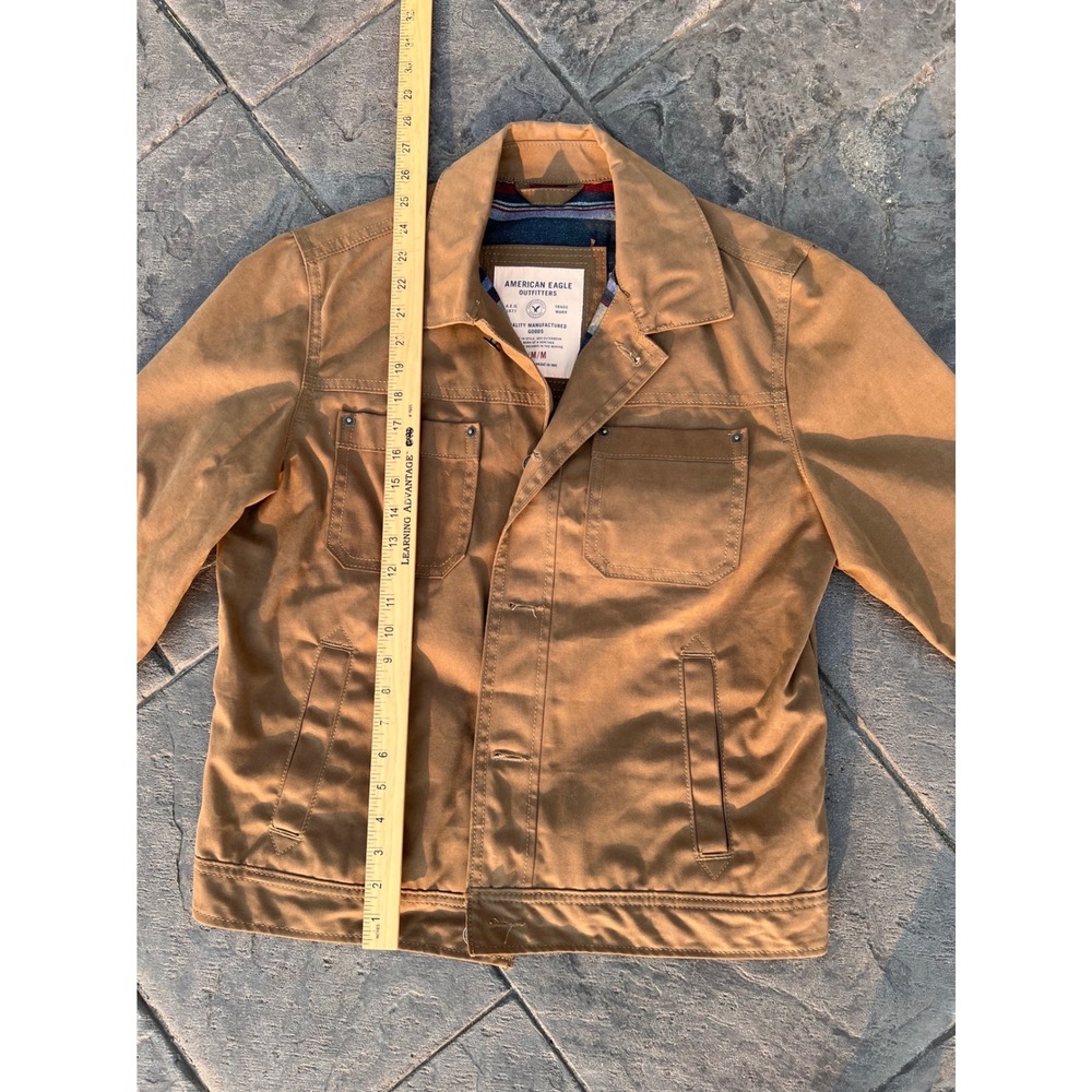 American Eagle Canvas Jacket Mens Medium Tan Excellent Flannel Lined Workwear - Picture 5 of 6